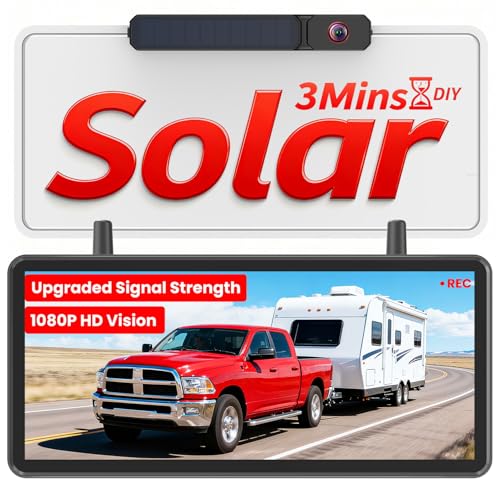 AUTO-VOX Solar Wireless Backup Camera: 3-Minute Easy Install, 7.2" HD Split-Screen, Dual Antenna Signal Upgrade, 1080P Color Night Vision, DVR Recording Back Up Camera for Car, Truck, Camper, Trailer