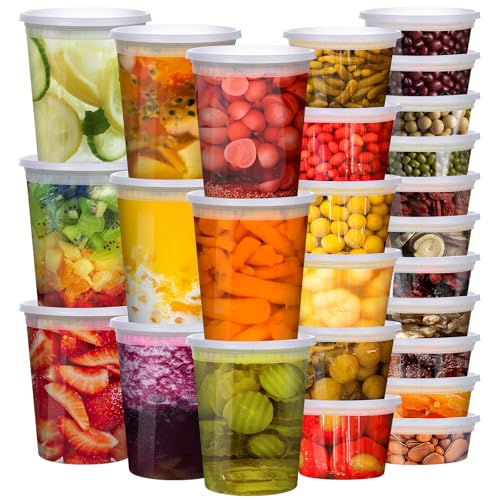vivigu Deli Containers with Lids 48 Sets [8,16, 32 oz 16 Each ] - Food Storage Containers with Lids Freezer Safe, Soup Containers for Restaurant, BPA Free | Portion Control | Leakproof | Microwave