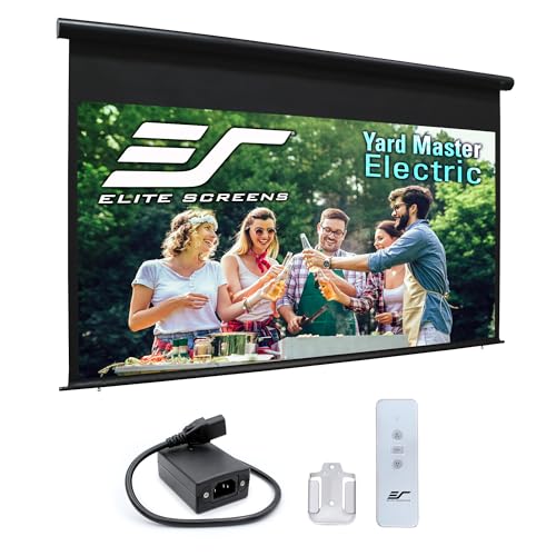 Elite Screens Yard Master Electric, 150-INCH Outdoor Motorized Projector Screen Rain Water Protection Remote Control 8K 4K Ultra HD 3D Movie Screen Theater Gaming, OMS150H-ELECTRIC