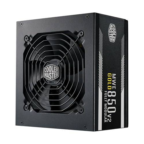 Cooler Master MWE Gold 850 V2 Fully Modular Power Supply â€“ 850W 80+ Certified PSU, Dual EPS Connectors, Semi-Fanless Low Noise Design, Flat Black Cables, Reliable ATX Gaming PSU, 5-Year Warranty