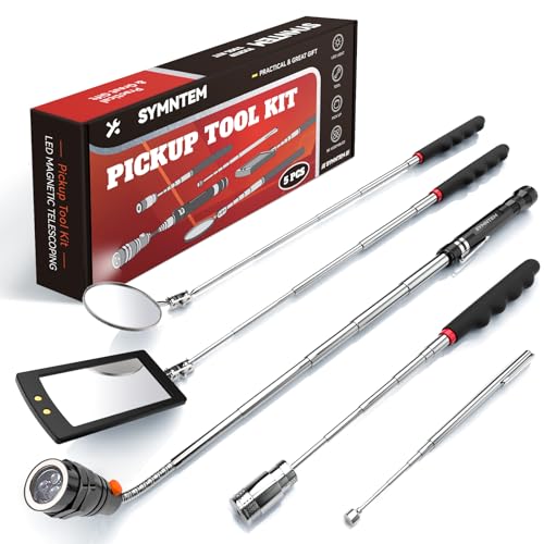 Fathers Day Dad Gifts, Telescoping Magnetic Pick Up Tool Set, Extendable Magnet Flashlight with Inspection Mirror, Flexible LED Flashlight, Mens Gifts, Birthday Gifts for Dad, Husband, Him, Women