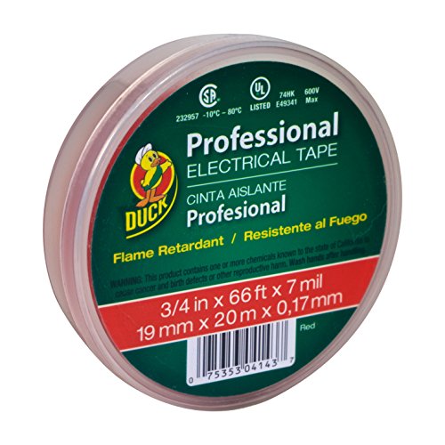 Duck Brand Professional Grade Electrical Tape, 3/4-Inch by 66 Feet, Single Roll, Red (300878)