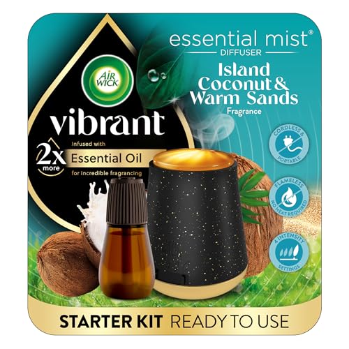 AIR WICK® Essential Mist - Vibrant Starter Kit - 1+1 Island Coconut & Warm Sands, Air Freshener, Essential Oils