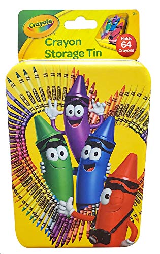 The Tin Box Crayola Tin Crayon Storage with Hinge (Empty) - Holds 64 Crayons, (187937-12)