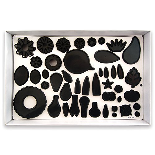 JEM Two Flower Cake Decorating, Set of 75 Fondant Cutter Set, Standard, Black