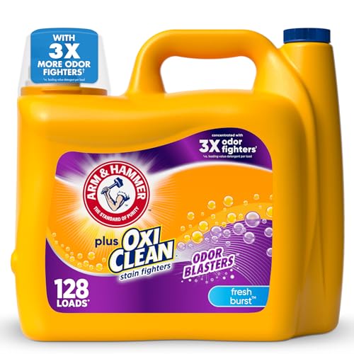 ARM & HAMMER Plus OxiClean Odor Blasters Fresh Burst, 128 Loads Liquid Laundry Detergent, 166.5 Fl oz