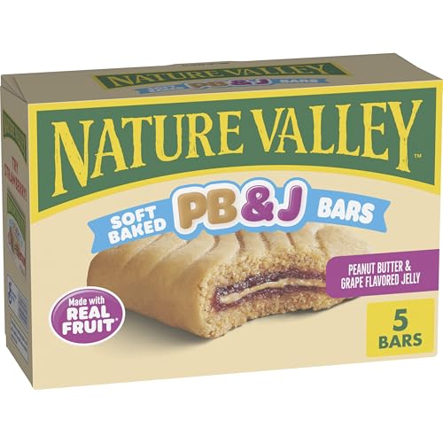 Nature Valley Soft Baked PB and J Bars, Peanut Butter and Grape Flavored Jelly, 5 Bars, 9.75 oz