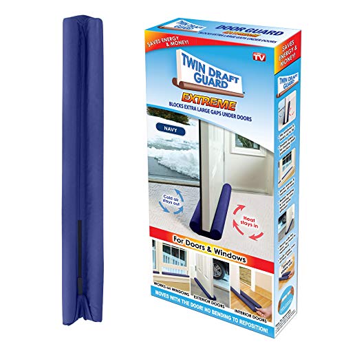 Twin Draft Guard Extreme, Door and Window Draft Stopper, Bottom-of-Door Soundproofing, Trademarked & Patented Original Under-Door Dust, Wind, Noise Draft Stopper, 36" Single (Navy, Single)