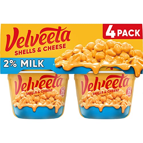 Velveeta Shells & Cheese Microwaveable Shell Pasta with 2% Milk Cheese, 4 ct Pack, 2.19 oz Cups