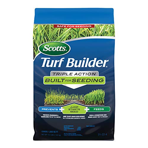 Scotts Turf Builder Triple Action Built for Seeding -Weed Preventer and Fertilizer for New Lawns, Lawn Food, 1,000 sq. ft., 4.3 lb.