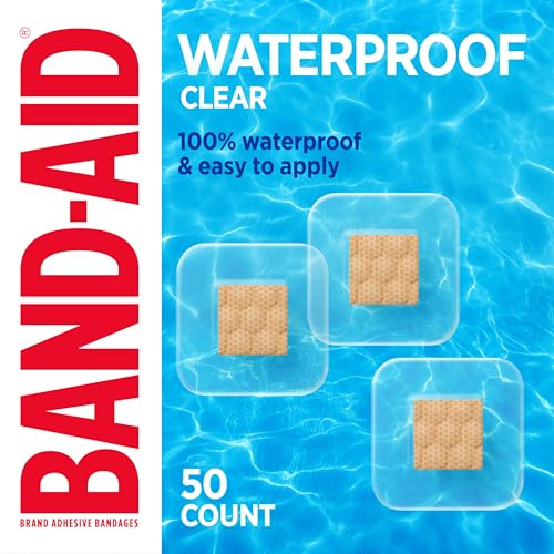 BAND-AID Brand Waterproof Clear Spot Adhesive Square Bandages, Individually Wrapped Small Spot Bandages for Wound Care for Minor Cuts & Scrapes, Waterproof, One Size, 50 ct
