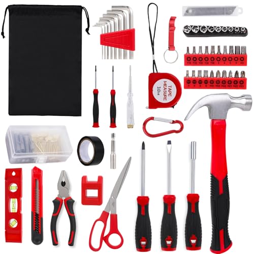 112-Piece Automotive and Household Tool Set - Tape Measure, Screwdrivers, Hammer, Pliers, Hexagon, Batch Head, Repair Hand Tools Perfect for Car Enthusiasts and DIY Home Repair