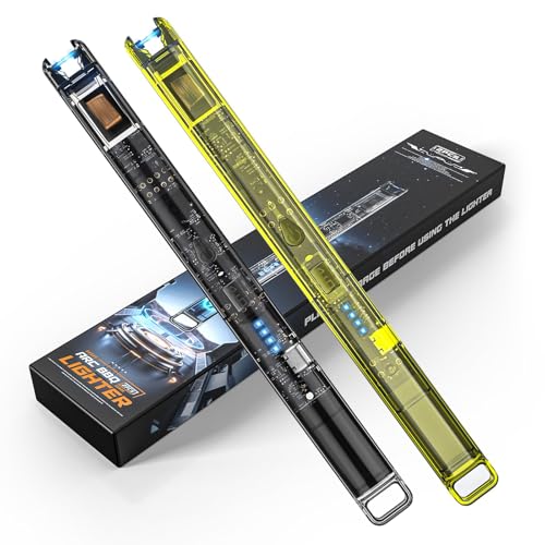 KTEBO 2 Pack Electric Candle Lighters - Rechargeable USB-C Arc Lighters with LED Display & Transparent See-Through Tech Design, Windproof Long Lighter for Candles,BBQ,Camping,Stoves,Stocking Stuffers