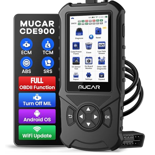 MUCAR CDE900 OBD2 Scanner, ABS,SRS,TCM,ECM System Car Code Reader Diagnostic Scan Tool, 4 Inches Touchscreen, Cover 106 Brands, FCA Autoauth, Wireless Update