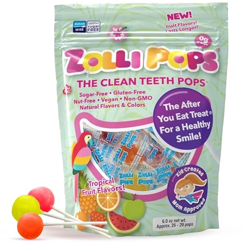 Zollipops The Clean Teeth Pops, Anti Cavity Lollipops, Delicious Flavors, Tropical, 6oz