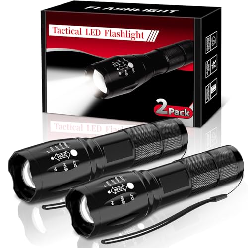 BESTSUN LED Flashlight 2 Pack, Small Flashlights Powerful High Lumens 5 Modes, Waterproof Zoomable Mini Flash Light for Home Emergencies Camping Essentials, Christmas Stocking Stuffers Gifts for Men