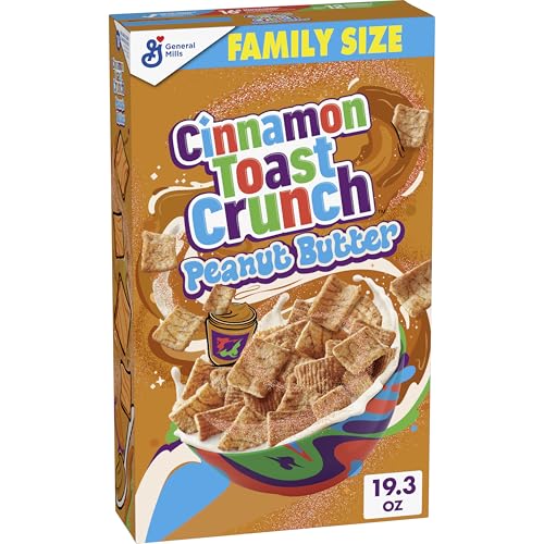 Cinnamon Toast Crunch Peanut Butter Breakfast Cereal, Crispy Cinnamon Cereal, Family Size, 19.3 oz