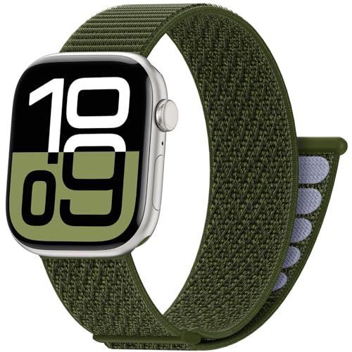 Nylon Sport Loop Band Compatible with Apple Watch Bands 38mm 40mm 41mm 42mm 44mm 45mm 46mm 49mm, Breathable Soft Band for iWatch 11 10 9 8 7 6 5 4 3 2 1 SE Ultra, Adjustable Wristband for Women Men