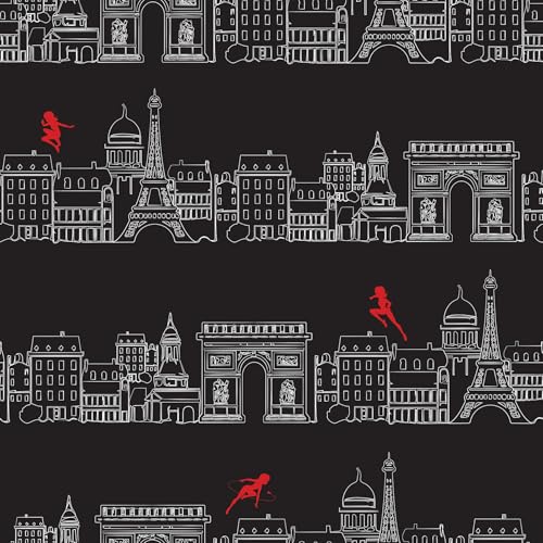 RoomMates Miraculous Ladybug Charming Paris Black Peel and Stick Wallpaper, RMWS1303