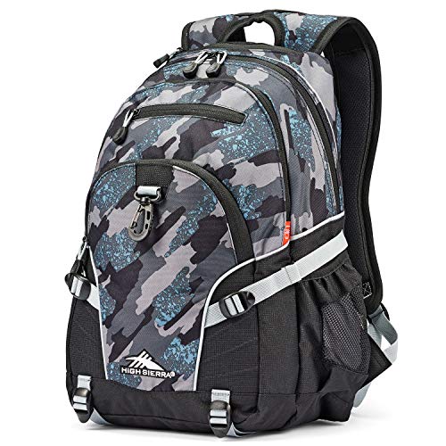 High Sierra Loop Backpack, Travel, or Work Bookbag with tablet sleeve, One Size, Graffiti/Black/Ash