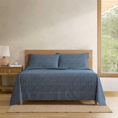 Eddie Bauer - King Size Sheet Set, Cotton Percale Bedding with Deep Pocket Fitted Sheet, Bed Sheets with Matching Pillowcases, Petit Floral Blue