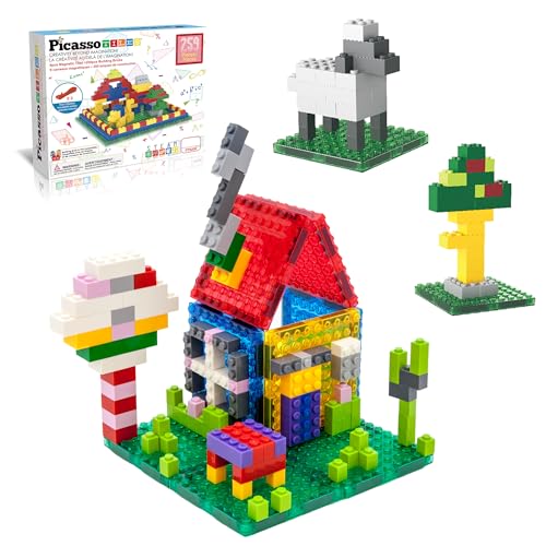 PicassoTiles Magnetc Brick Tile 259pcs Building Block Combo Set Compatible with Major Brick Systems Over 50+ Builds STEM Educational Construction Toy for Kids Toddlers Boys Girls Ages 3 and Up PTS259