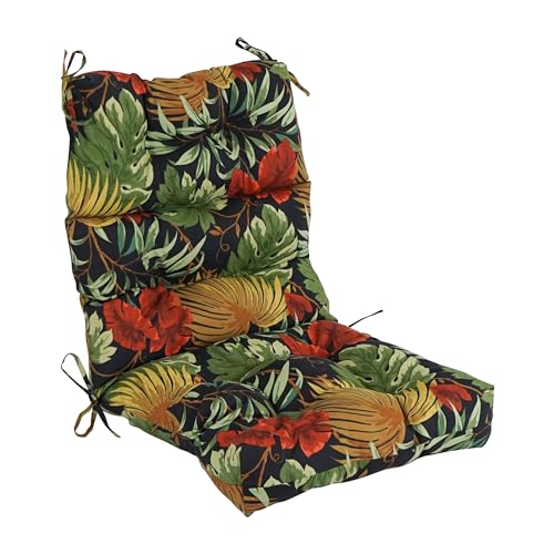 Blazing Needles Multi-Section Tufted Outdoor Chair Cushion, 22 x 45, Tropique Raven