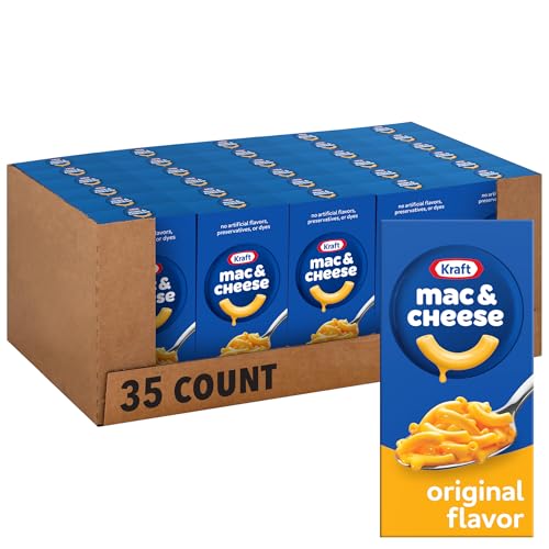 Kraft Mac & Cheese, 35 Boxes, for Easy Dinner or Dinner Sides, Original Flavor, No Artificial Flavors, Preservatives or Dyes, 7.25 oz