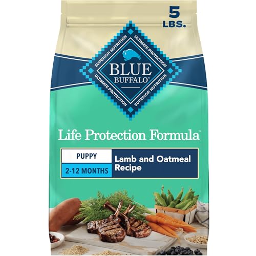 Blue Buffalo Life Protection Formula Lamb & Oatmeal Puppy Dry Dog Food with DHA & ARA, Supports Immunity with Antioxidant-Rich LifeSource Bits, Promotes Healthy Muscles & Strong Bones, 5 lbs.