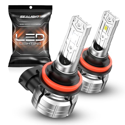SEALIGHT H11/H16/H8 LED Fog Light Bulb, 14,000 Lumens 800% Brightness H11 LED Fog Lights, 1:1 Mini Size Easy to Install, 60000HRS Lifespan IP68 Waterproof, Pack of 2