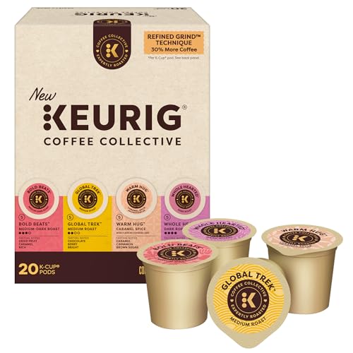 Keurig Coffee Collective Variety Pack, Bold Beats, Global Trek, Warm Hug, Whole Hearted, Single Serve Keurig K-Cup Pods, 20 Count