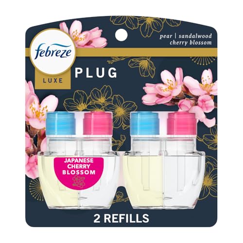 Febreze Plug In Air Freshener, Odor-Fighting Scented Oil Refill, Japanese Cherry Blossom, 2 Refill