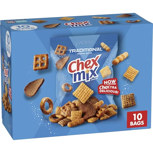 Chex Mix Snack Mix, Traditional Original Recipe, Multipack, Pub Mix Snack Bags, 10 Ct, 17.5 oz