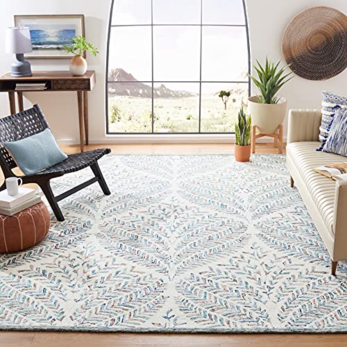 SAFAVIEH Area Rug 8x10 - Capri Collection - Large - Ivory & Blue, Handmade Wool, Ideal for Living Room, Bedroom, Office, Dining Space (CPR208A)