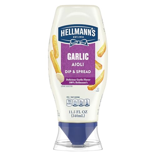 Hellmann's Garlic Dip & Spread Garlic Aioli for French Fries, Sandwiches, Burgers & More Made With 100% Certified Vegan Ingredients 11.5 oz