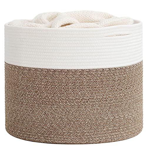 Goodpick 15.8 x 15.8 x 13.8 Inches Blanket Basket - Cotton Rope Baskets for Blankets & Toys, Nursery & Living Room Decor (Soft Material Design)