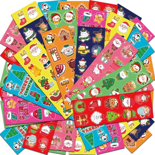 Christmas Stickers, Stocking Stuffers for Kids, 40 Sheets with 400 Stickers