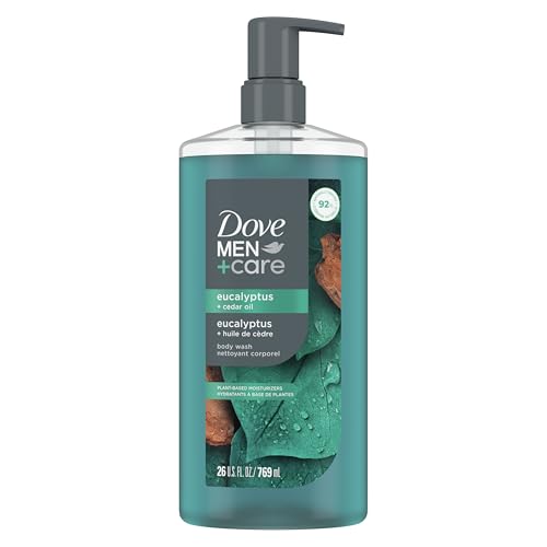 DOVE MEN Moisturizing Body Wash | #1 Dermatologist Body Wash for Men, Sulfate Free, Paraben Free, & Dye Free | Eucalyptus + Cedar Oil, 26oz