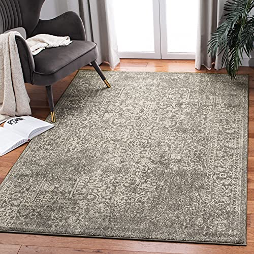 SAFAVIEH Area Rug 3x5 - Evoke Collection - Silver & Ivory, Distressed Design, Non-Shedding & Easy to Clean, Ideal for Foyer, Bedroom, Accent Space (EVK256S)