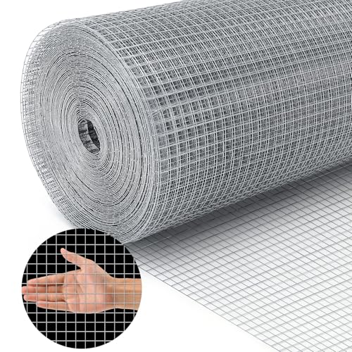 Land guard 19 Gauge Hardware Cloth, 1/2 inch 48inch×100ft Chicken Wire Fence, Galvanized Welded Cage Wire Mesh Roll Supports Poultry Netting Cage Fence………