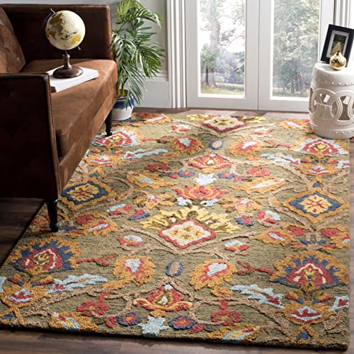 SAFAVIEH Blossom Collection 3' x 5' Green/Multi BLM402B Handmade Premium Wool Area Rug