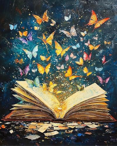 Paint by Numbers for Adults, Butterfly On Book Page Paint by Number Kits