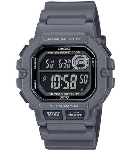 Casio WS1400H-2AV | Men’s Digital Watch | Black | 100M WR | Dual Time | 60-Lap Memory | Countdown Timer | Auto Calendar | Multi Alarms | LED Light | 1/100 SEC Stopwatch | 10 Year Battery