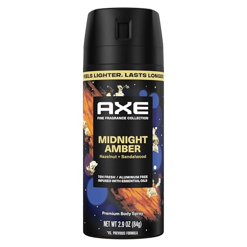 AXE Fine Fragrance Collection Body Spray Midnight Amber 72 Hour Freshness Aluminum Free 2.9 oz