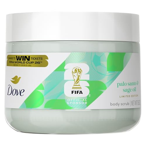 Dove FIFA World Cup 2026 Limited Edition Moisturizing Body Scrub – Palo Santo & Sage Oil, pH‑Balanced Whipped Exfoliator for Hydrated, Radiant Skin, 15 oz
