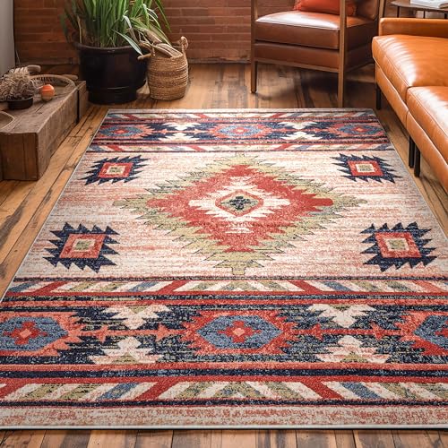 Well Woven Tulsa Lea Cream Traditional Southwestern Tribal 7'10" x 9'10" Area Rug