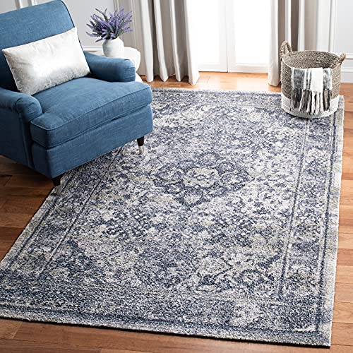 SAFAVIEH Classic Vintage Collection Accent Rug - 3' x 5', Navy & Sage, Handmade Oriental Medallion Distressed, Ideal for High Traffic Areas in Entryway, Living Room, Bedroom (CLV201N)