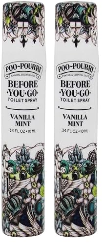 Poo-Pourri Before-You-Go Toilet Spray, Vanilla Mint, Travel Size 10 mL - Vanilla, Mint and Citrus (Pack of 2)