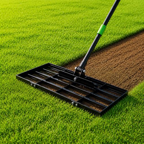 GARDTECH 30x10 Inch Lawn Leveling Rake Heavy Duty Adjustable Handle Yard Tool – Reinforced Steel Landscape Rake for Lawn Leveling, Soil Grading, Golf Course & Backyard Care