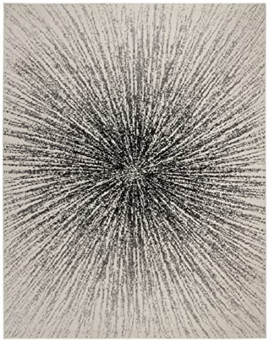 SAFAVIEH Evoke Collection 11' x 15' Black/Ivory EVK228K Abstract Burst Non-Shedding Living Room Bedroom Dining Home Office Area Rug